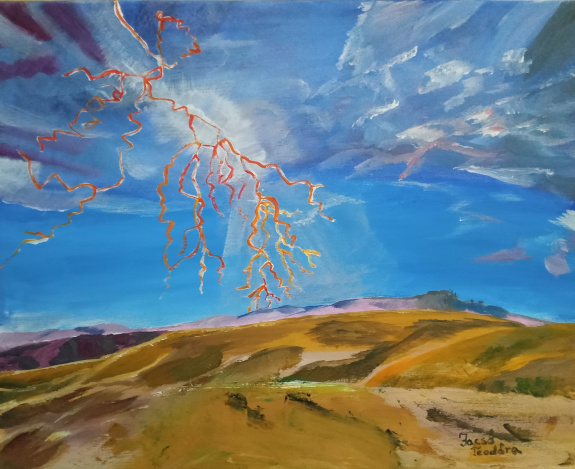 Jacsó Teodóra - A természet harca - akril, vászon 40 x 50 cm